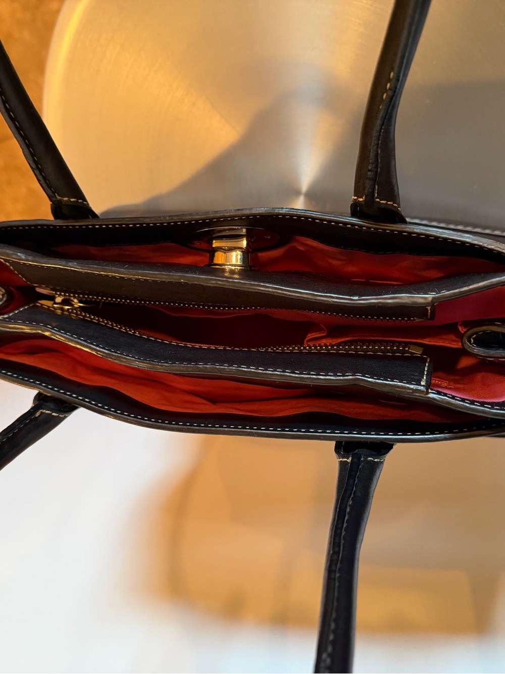 Coach Y2K Hampton Madeleine Carryall Satchel Tote Black Leather Turnlock closure - Picture 6 of 14
